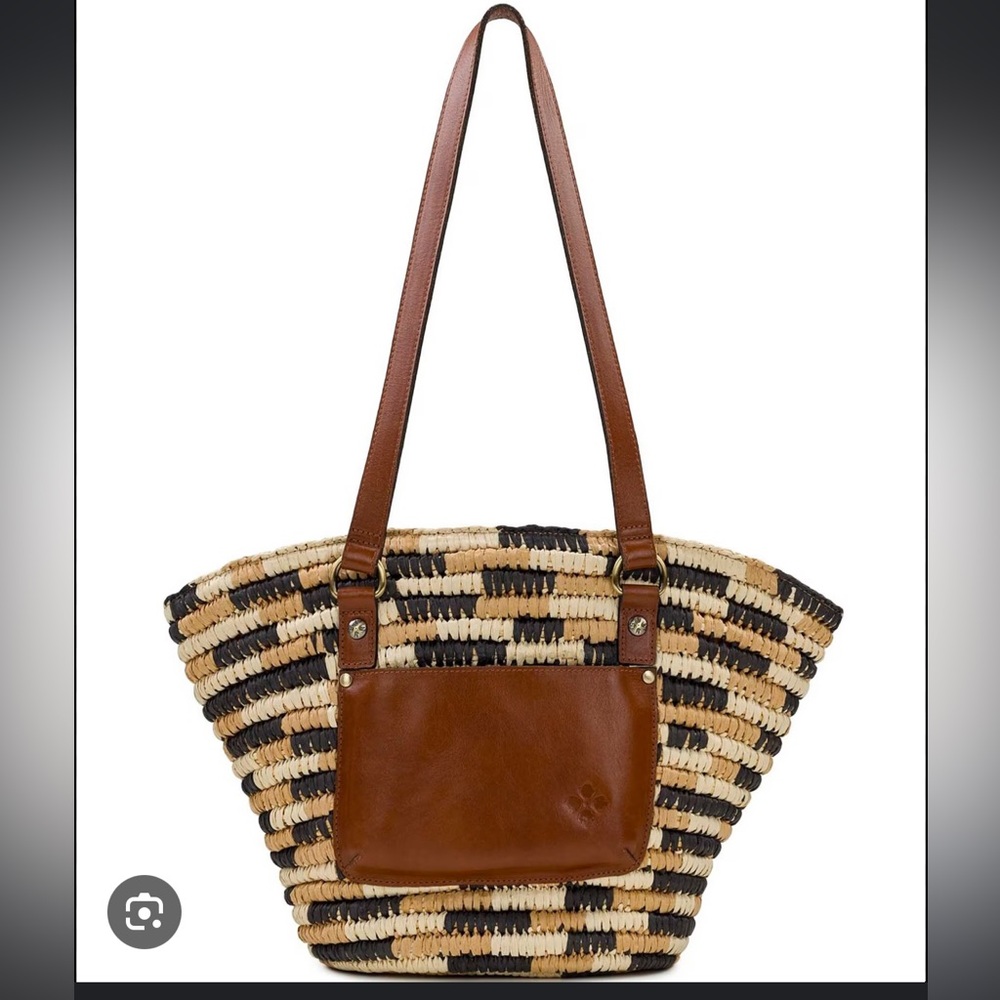 Patricia Nash Woven Straw Tote Bag Tinella | Leather Trim | NWT
